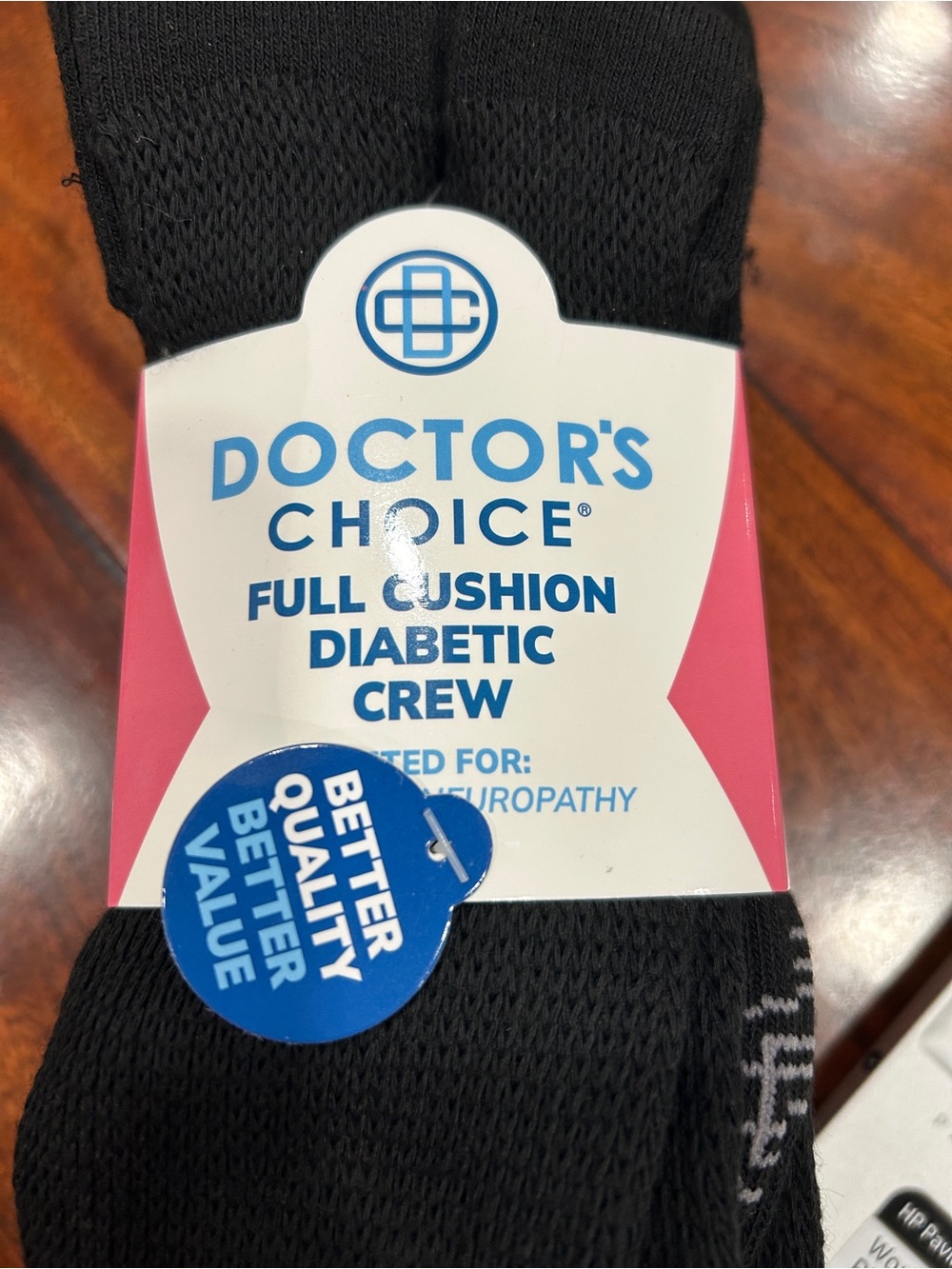 Doctor’s Choice Full Cushion Diabetic Crew Socks -Women’s Black Size 10-13